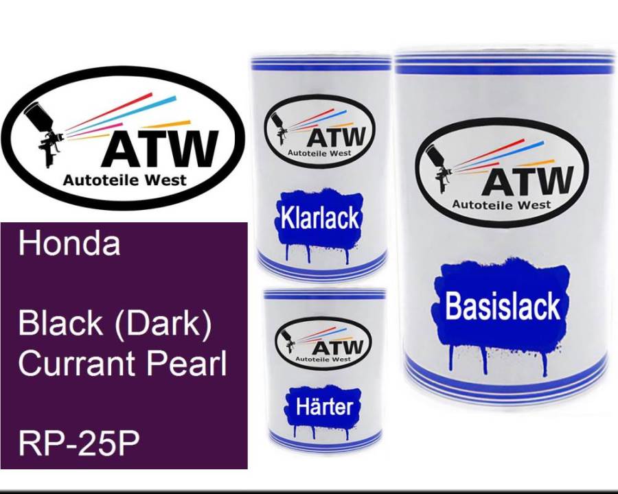 Honda, Black (Dark) Currant Pearl, RP-25P: 500ml Lackdose + 500ml Klarlack + 250ml Härter - Set, von ATW Autoteile West.